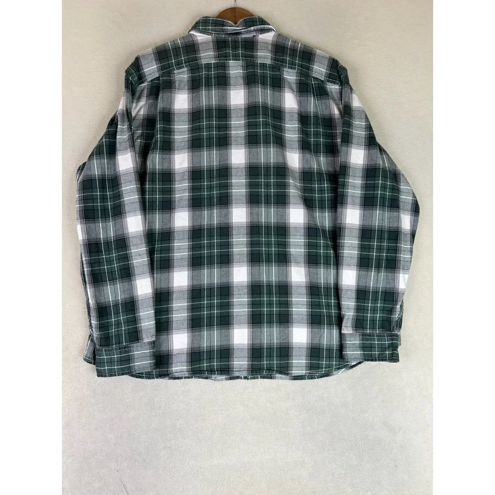Eddie Bauer Shirt Men's XL Relaxed Fit Green Plaid Button Down Cotton Casual